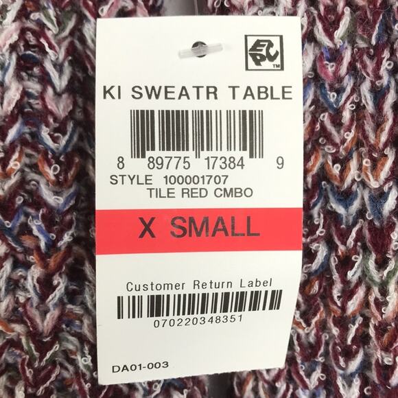 NWT American Rag Off the Shoulder Sweater Rib Knit Bell Sleeves Maroon Multi XS - Picture 10 of 10